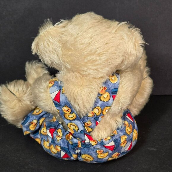 Deb Canham BIGger Bear "Beau" 10" Blonde Mohair Overalls Ducks Boats LE 54/500 - Picture 3 of 11